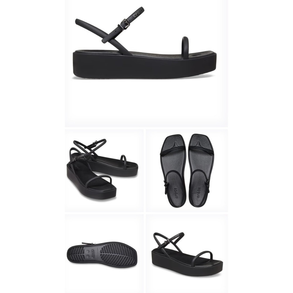 Crocs Miami Platform Y Strap Sandal Black Womens 11 New